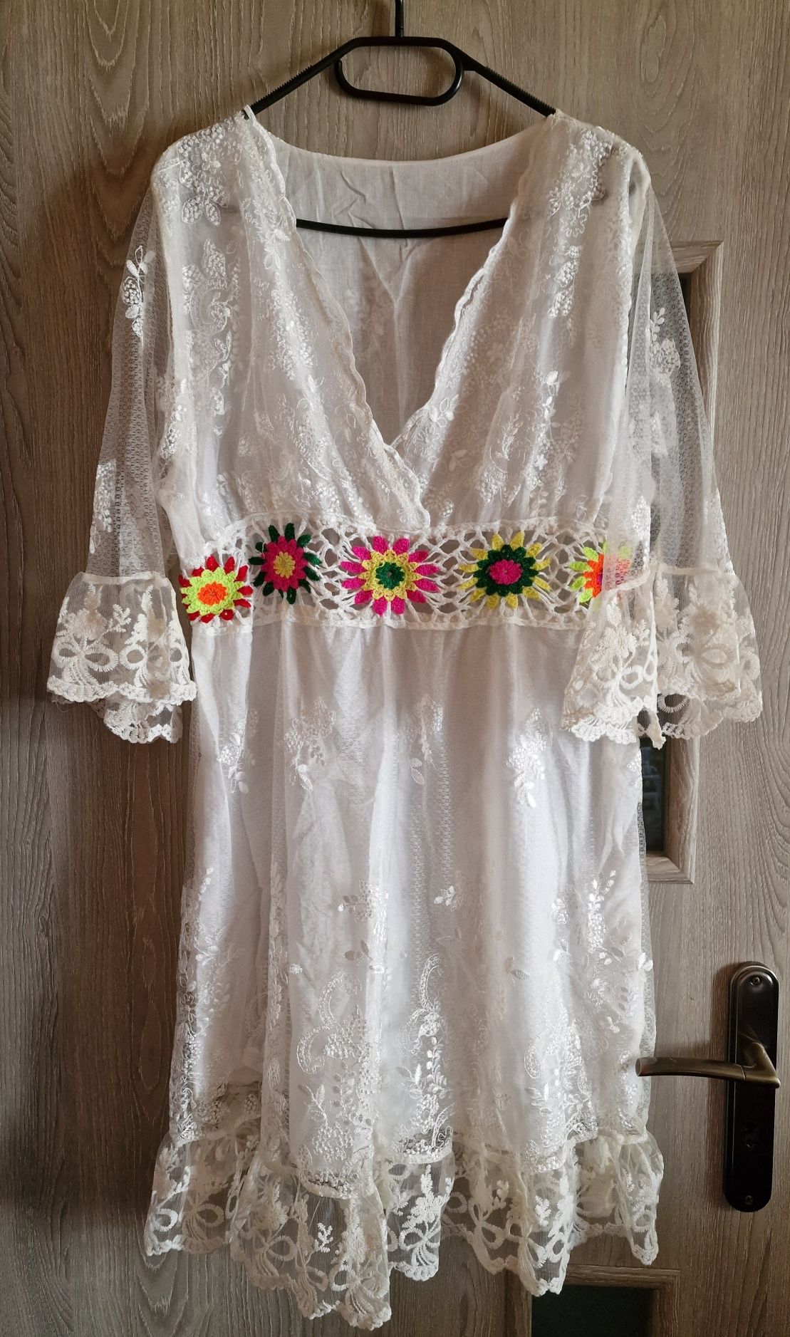 Sukienka boho kwiaty koronki Nowa uni m/l/xl