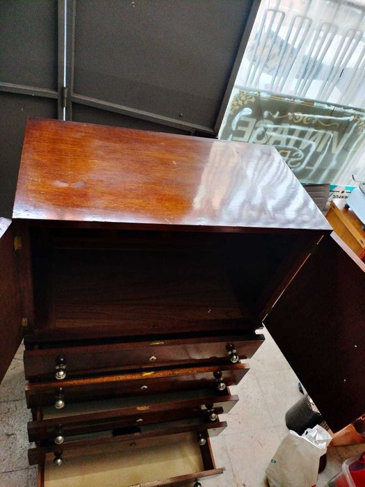 Móvel Alto Antigo – Porta Superior + 6 Gavetas – Madeira Maciça