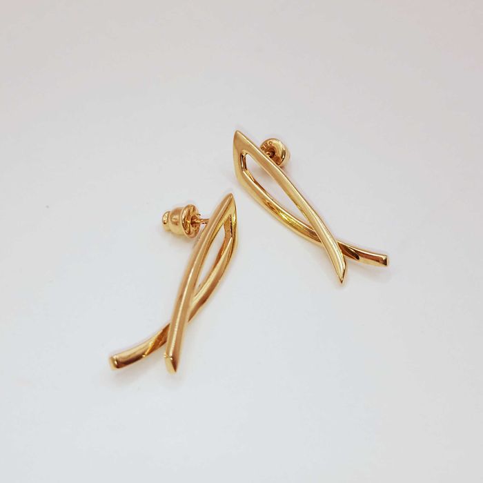 Złote kolczyki - długie złote pasy pr. 585, 4,25g.