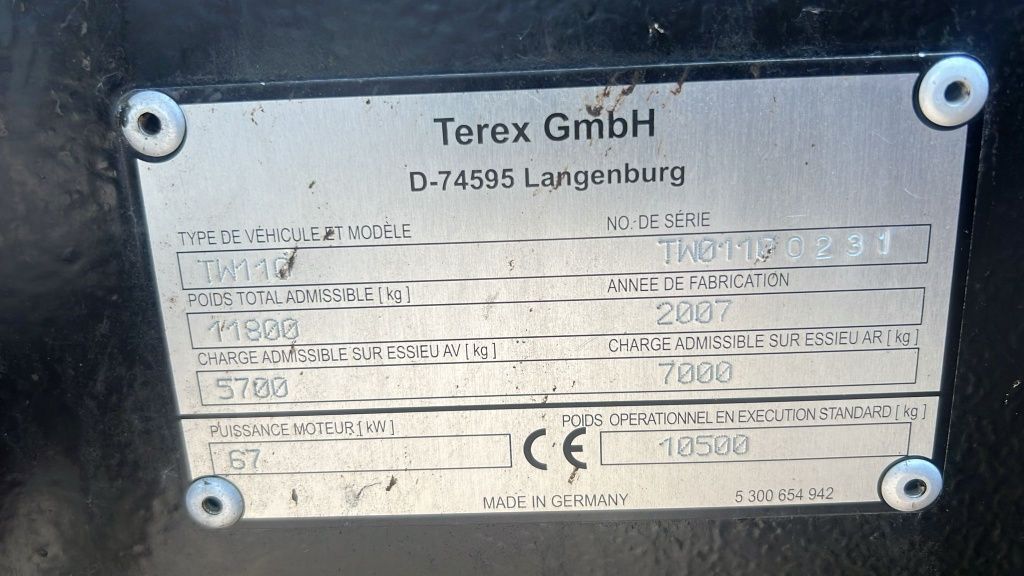 Koparka kołowa Terex tw 110/pług podpory /mtg 9500/ramie 3×Łamane