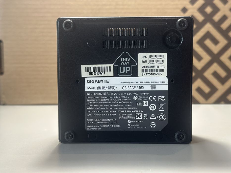 Міні ПК Gigabyte BRIX GB-BACE-3160/Intel CeleronN3160/RAM4GB/SSD128