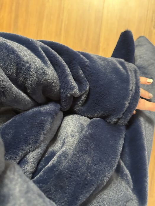 Темно-синя еко шуба