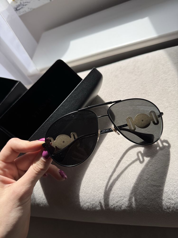 Okulary Versace VE 2249 aviator czarne unisex przeciwsłoneczne