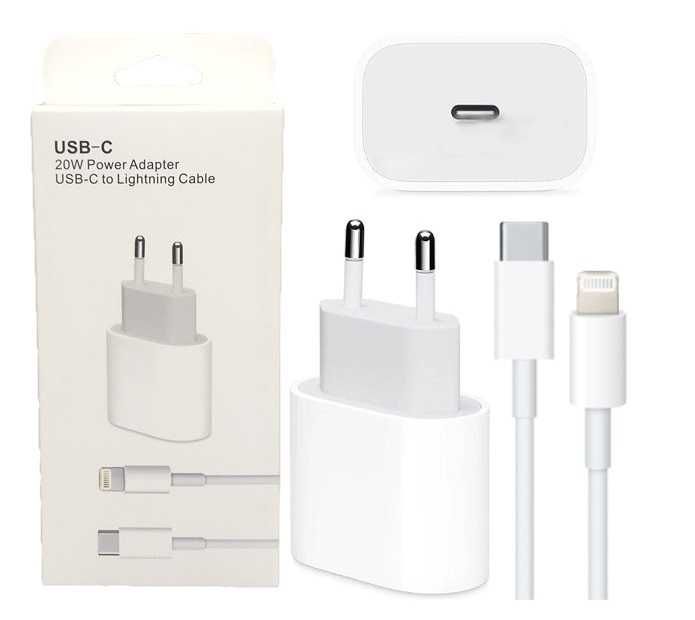 Ładowarka USB-C 20W 3A iPhone Samsung iPad AirPods + kabel 1m USB-C