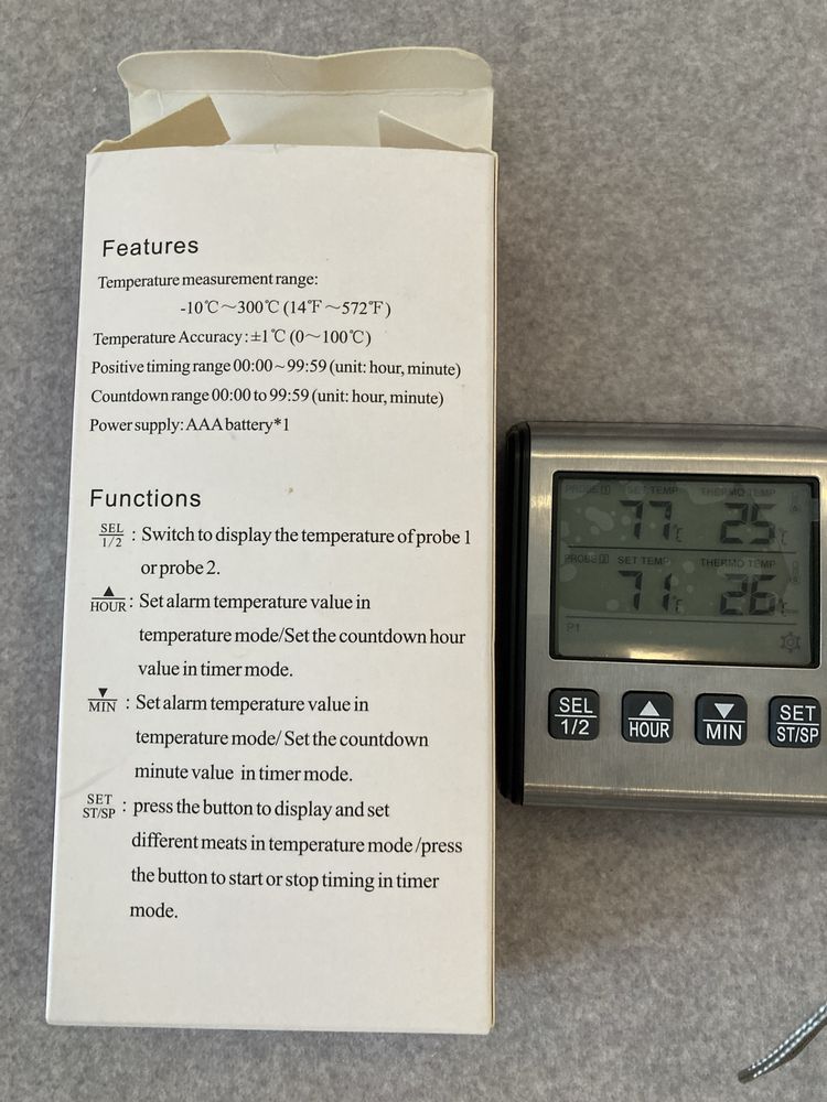 Кухонний термометр з 2 щупами