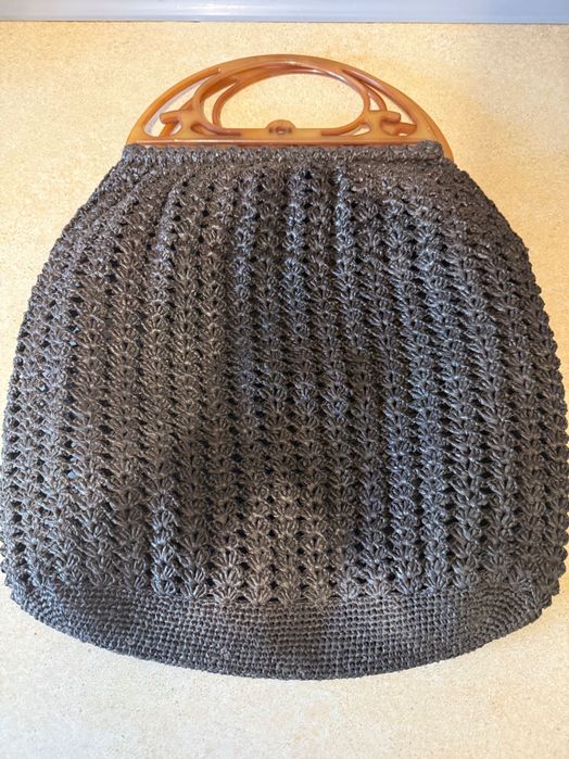 TOREBKA czarna Pleciona PRL