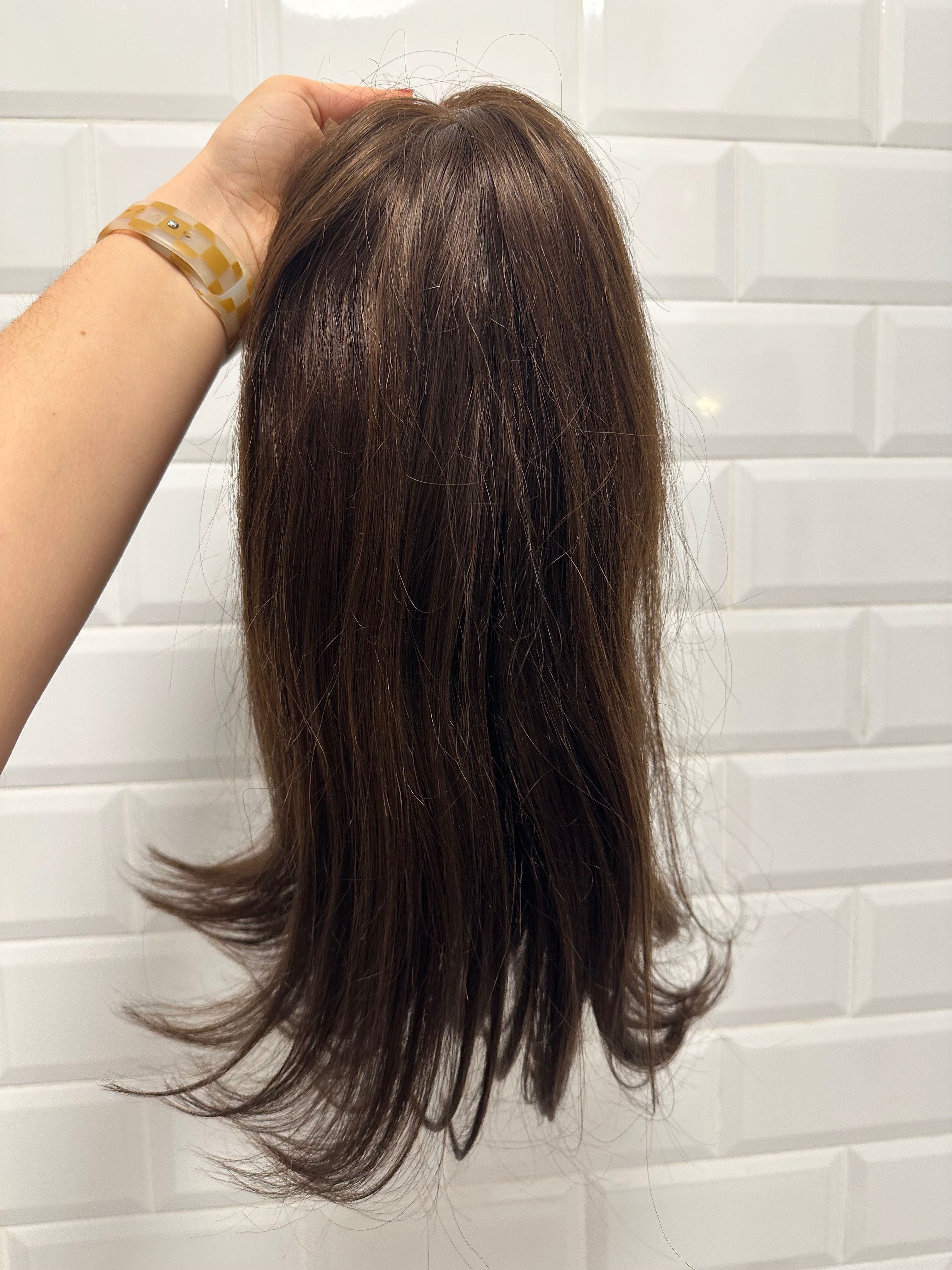 Śliczny long bob włosy naturalne 100% ludzkie czekolady brąz