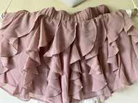 Spodnica rozowa falbany mini 40 rozmiar brudny roz
