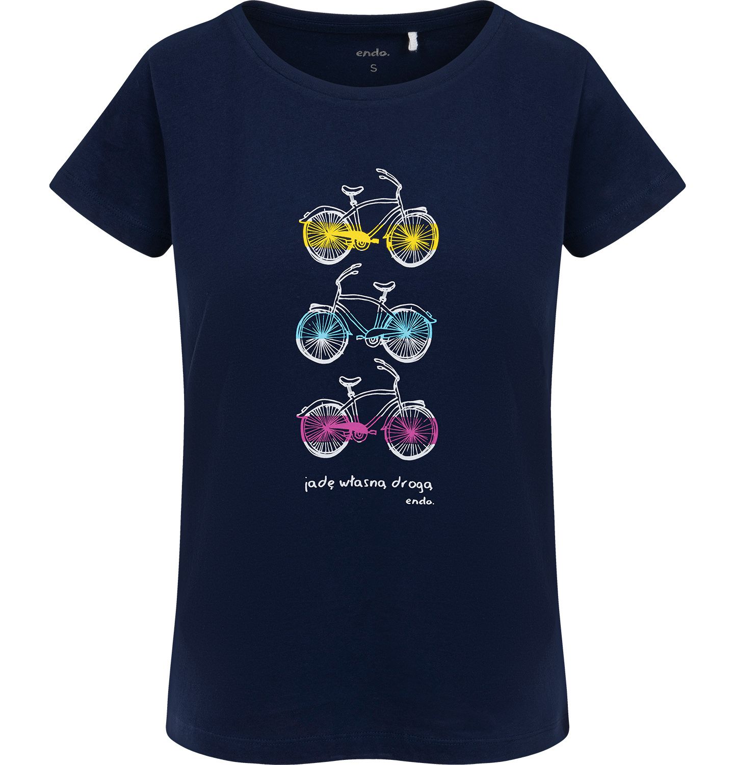 T-shirt Bluzka Damski damska bawełna z Rowerami L 40 Granatowa  Endo