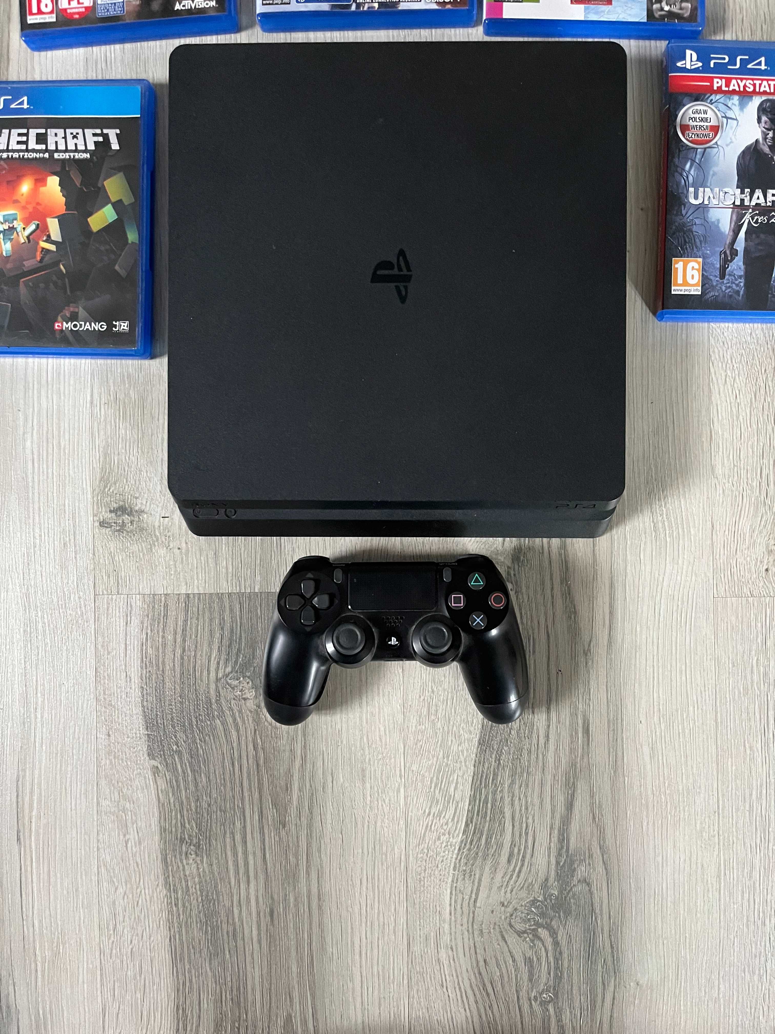 Ps4 slim + 5 gier + pad + kabel zasilający