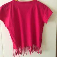 T shirt rosa franjas zara