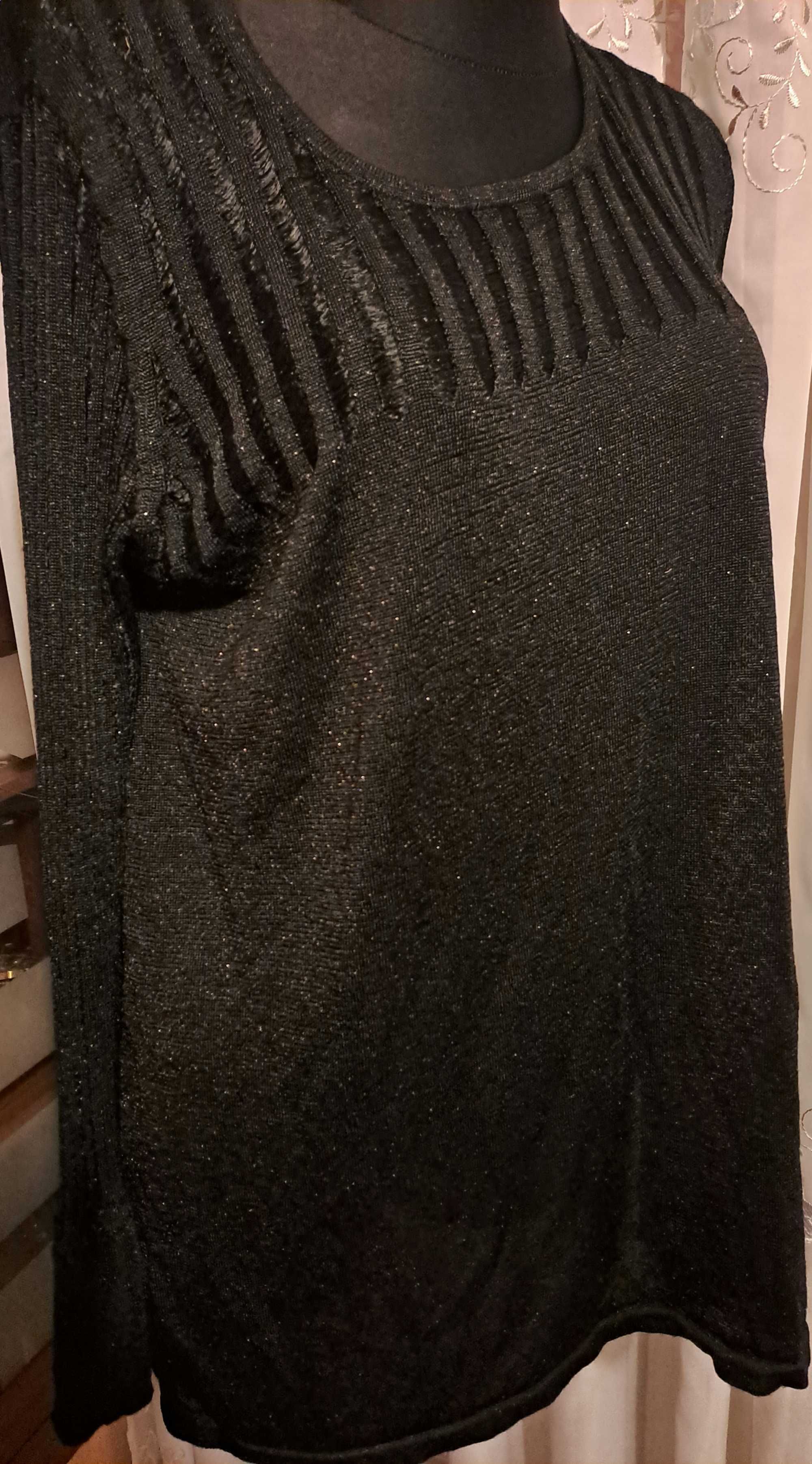 Sweterek cienki z drobinkami srebra, rękaw pończosz 4xl K.A Collection