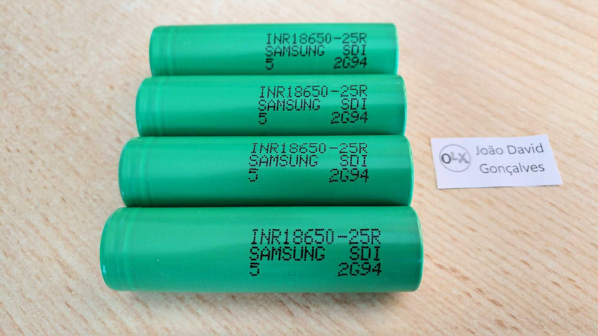 Pilha bateria 18650 Samsung 25R 2500 mAh 20A recarregável