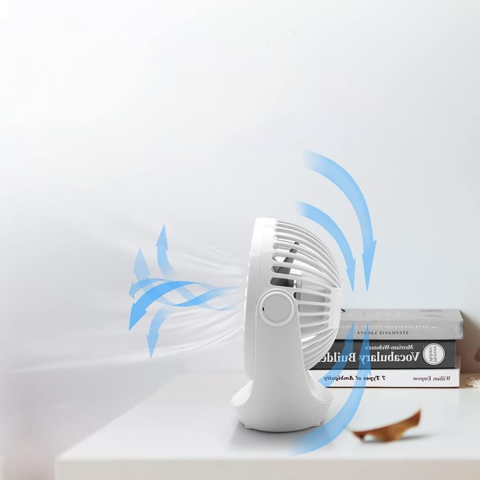 OCOOPA Wentylator USB Biurkowy 360° Cichy 3 Prędkości Kabel USB Biały