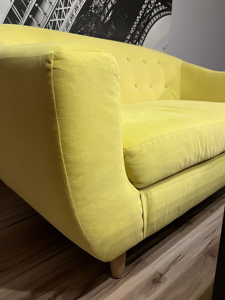 Komplet tapicerowany sofa fotel drewniane nogi okazja
