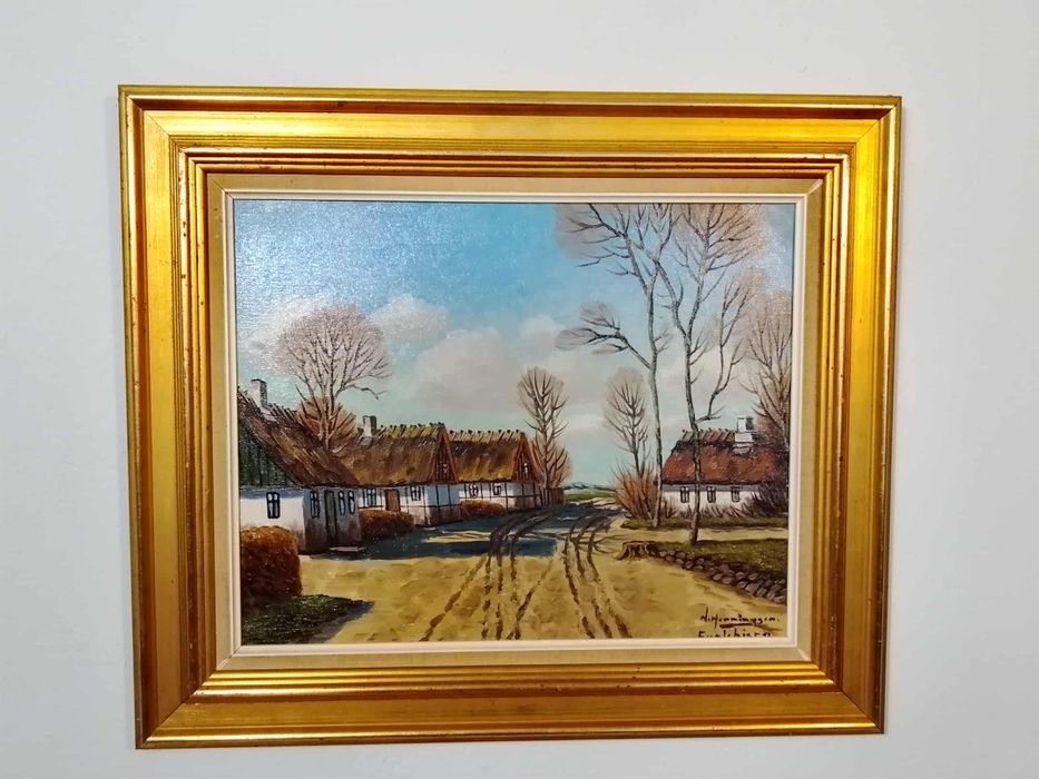 Stary obraz na płótnie Niels A. Henningsen 1903- 1977 .