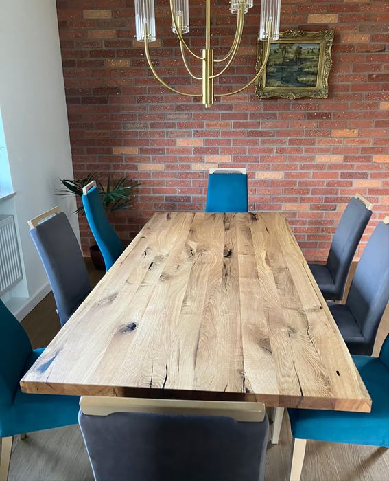 Oryginalny stół dębowy do jadalni, salonu, loft, industrial 200x100