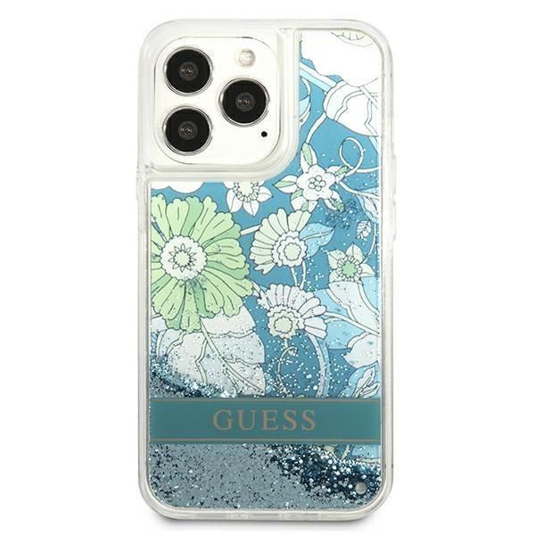 Guess Etui iPhone 13 Pro / 13 6,1" Zielony Flower Liquid Glitter