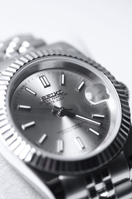 Zegarek Custom Seiko Mod Datejust Silver