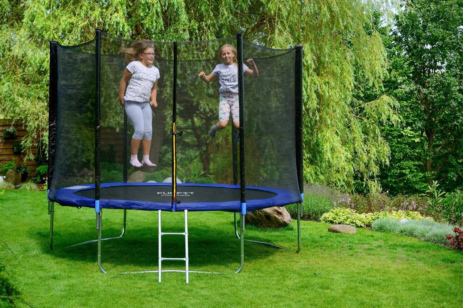 Trampolina Ogrodowa Dla Dzieci 312cm Siatka Drabinka Mocna Bezpieczna