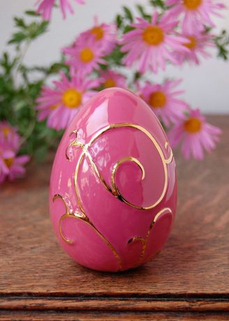 Jajo złocone, ceramika Emaux de Longwy, Francja
