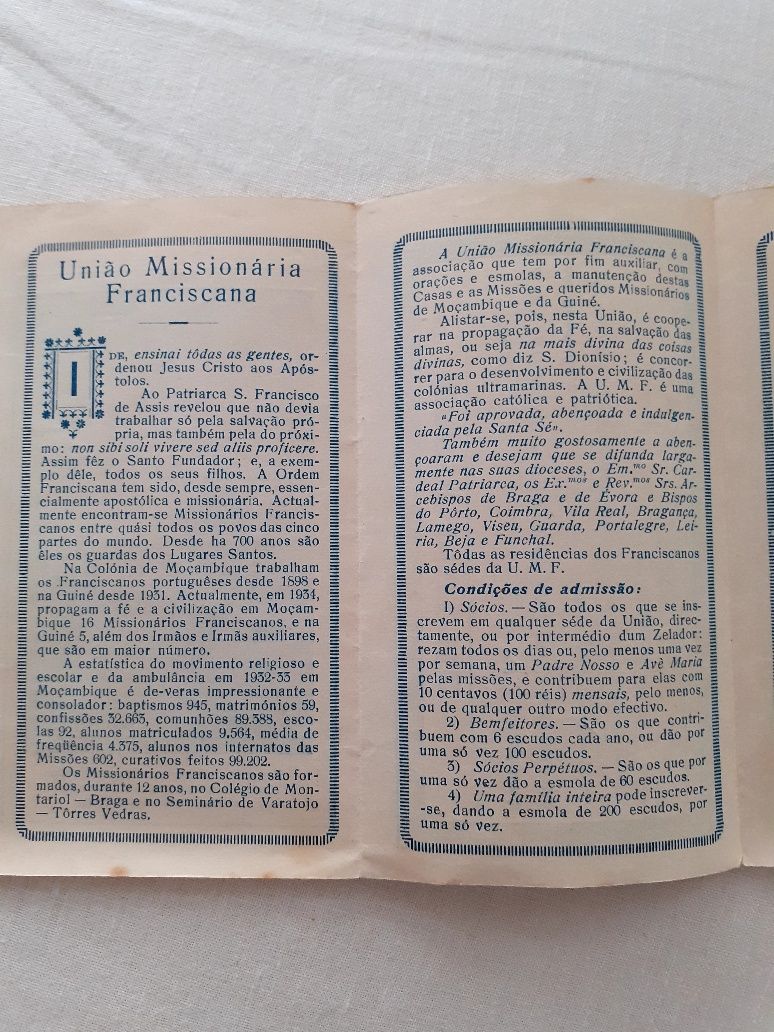 Pagela de 1933/Apostolado da Oracao-Rara+carta missionaria Franciscana