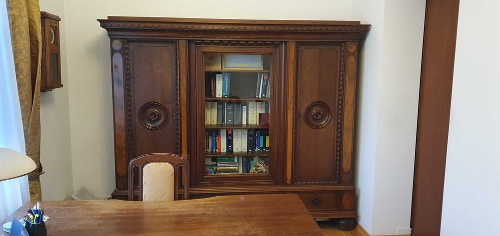 Meble antyczne z litego drewna, zestaw gabinetowy