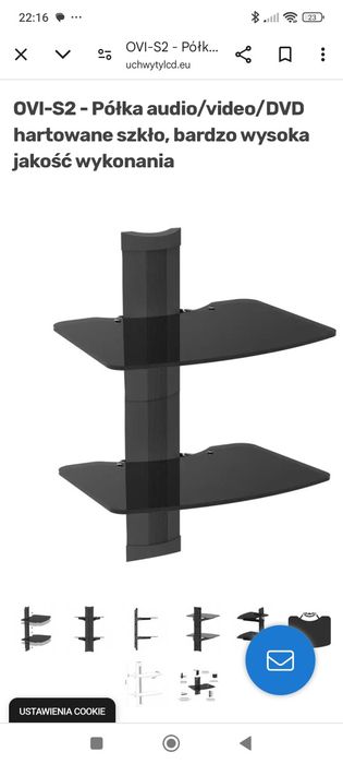 Szklana półka pod telewizor