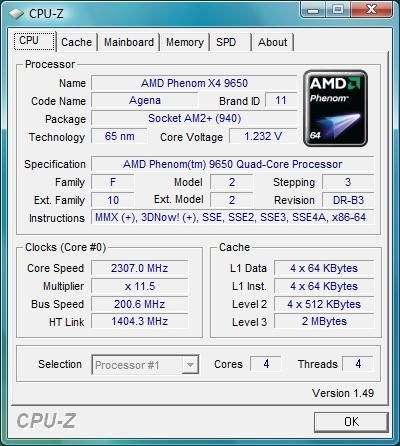 Процесор AMD Phenom X4 9650 AM2+ 2.3GHz (4 ядра)