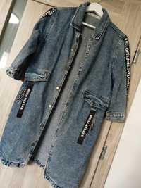 Katana jeansowa długa kurtka S