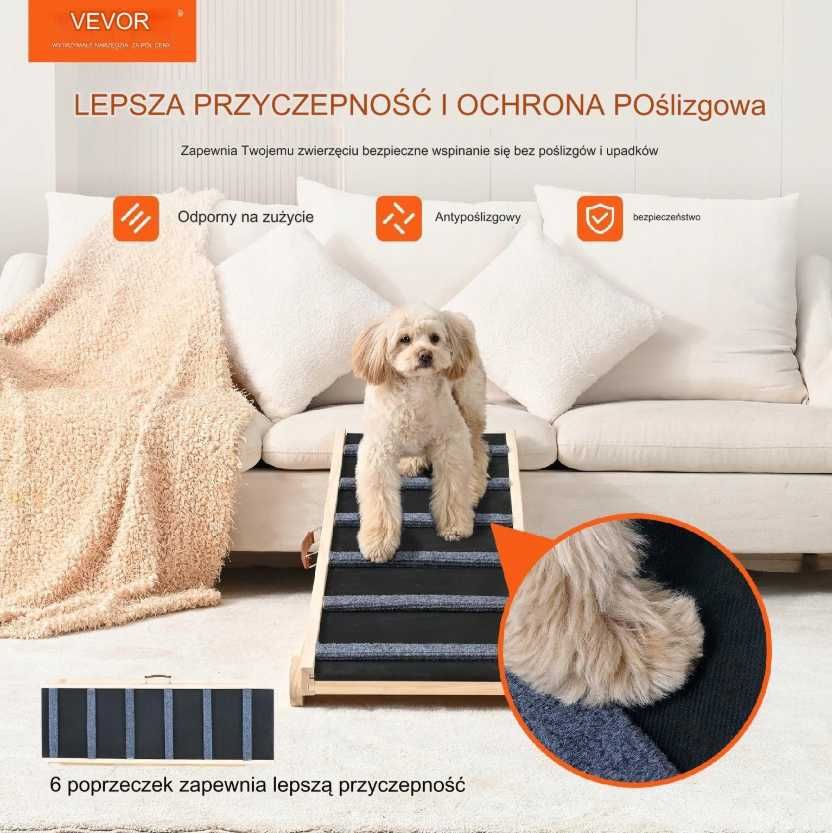 Składana Rampa dla Psa Zwierząt Stabilna Komfortowa | + GRATIS
