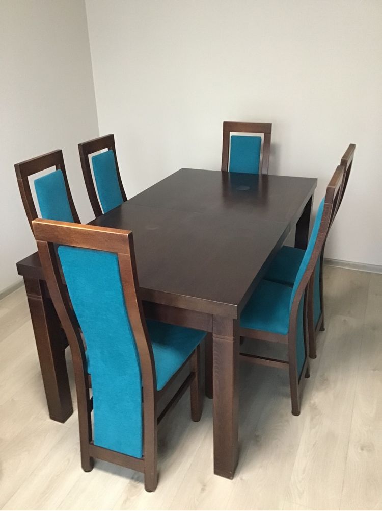 Stół do jadalni, salonu z 6 krzesłami, na zamówienie, 160x90x79.