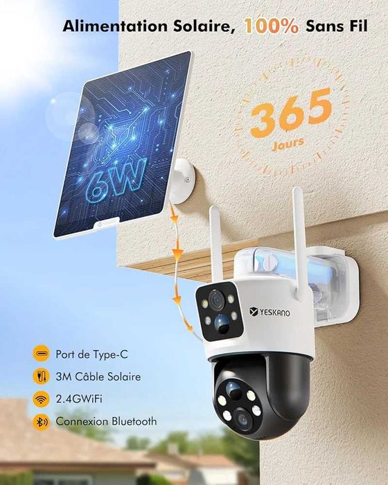 Бездротова Wi-Fi камераYESKANO 360° PTZ камера з подвійним об'єктив