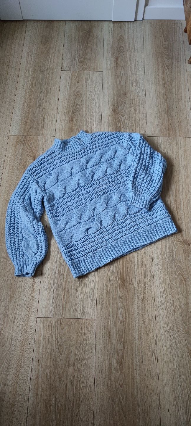 Sweter sweterek półgolf M/38/10 Pieces jasnoniebieski warkocze