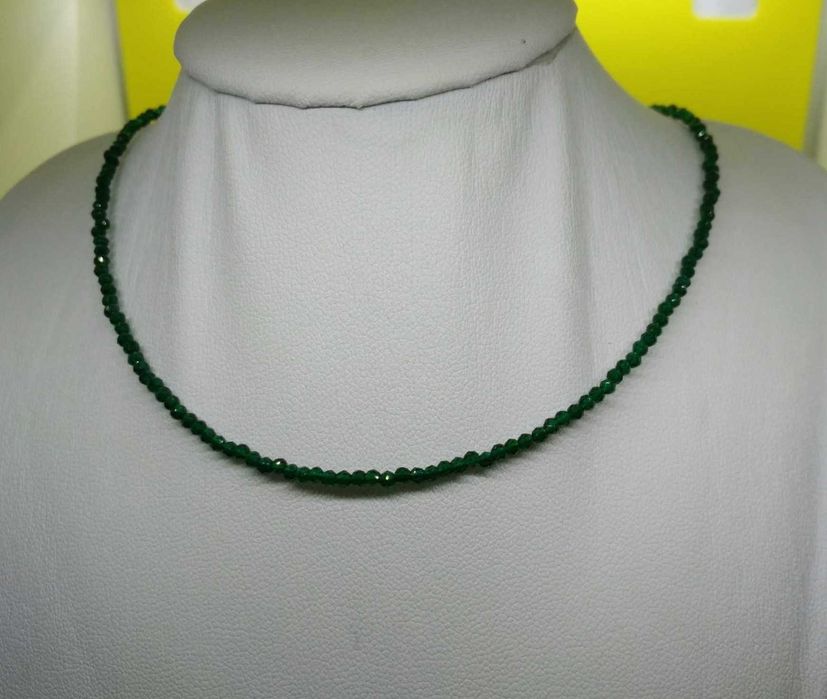 Colar Contas Vidro Facetadas e Brilhantes Verde NOVO - SALDO