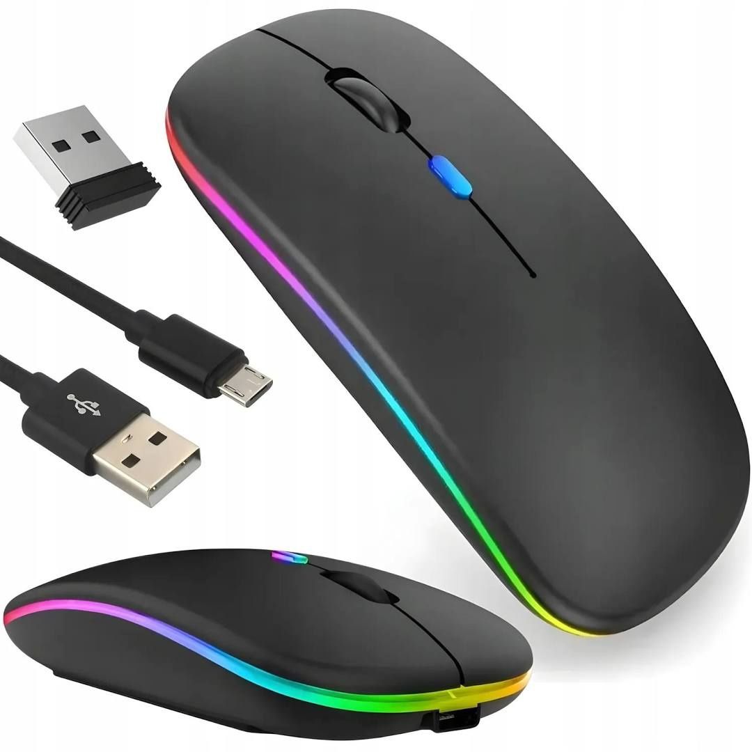 Lampka USB Led  do laptopa +Mysz Bezprzewodowa akumulatorowa podświetl