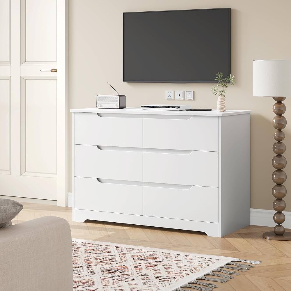 Drewniana komoda biała Premium komoda 6 szuflad kredens salon sypialni