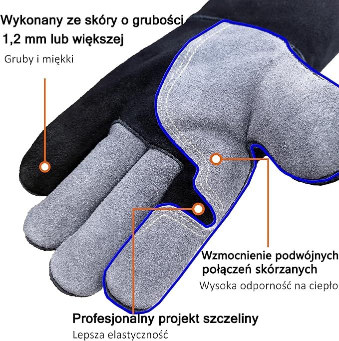 wzqh 40 cm skórzane rękawice ognioodporne x
