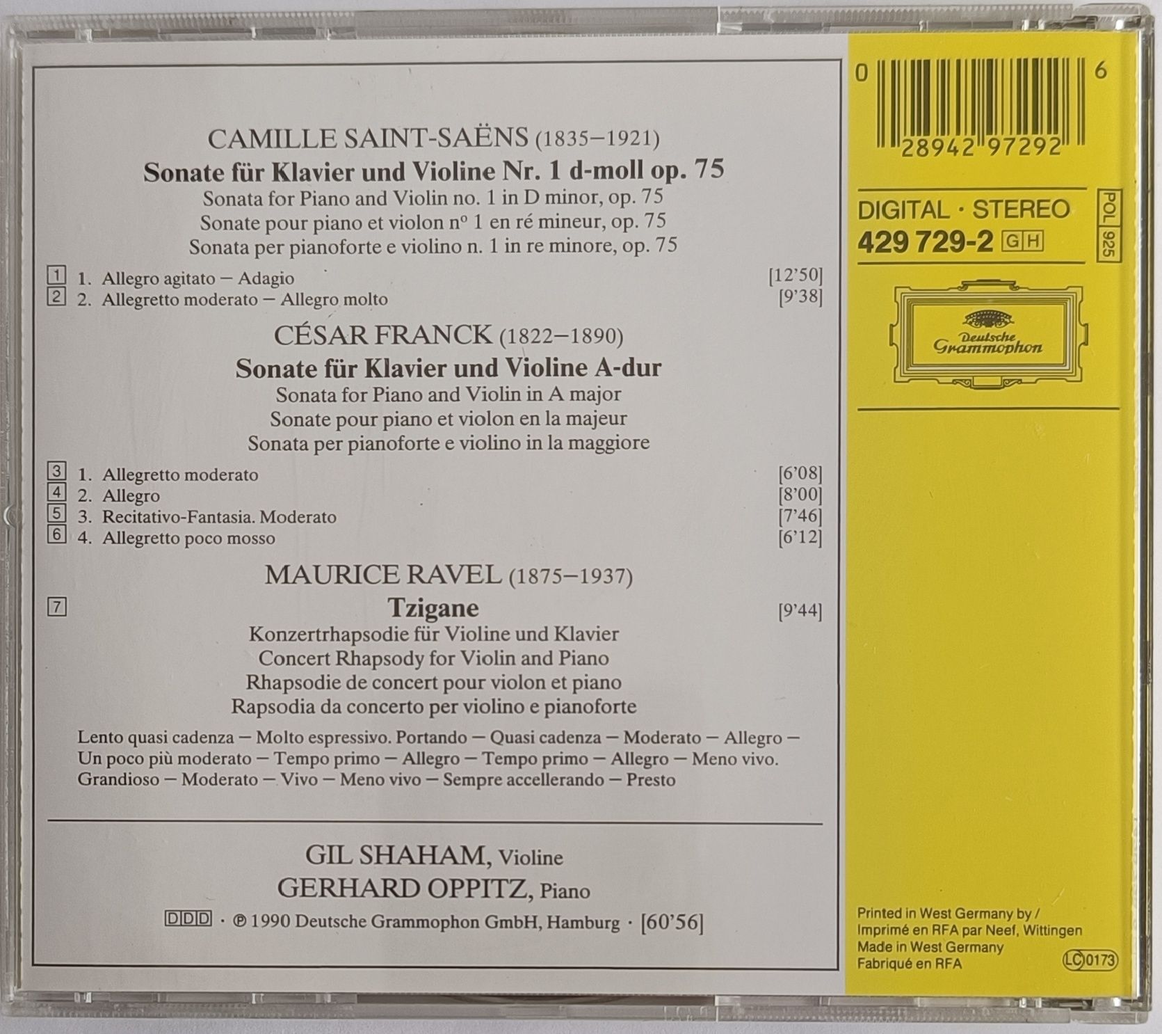 Saint-Saens Franck Ravel Gil Shaham Gerhard Oppitz 1990r