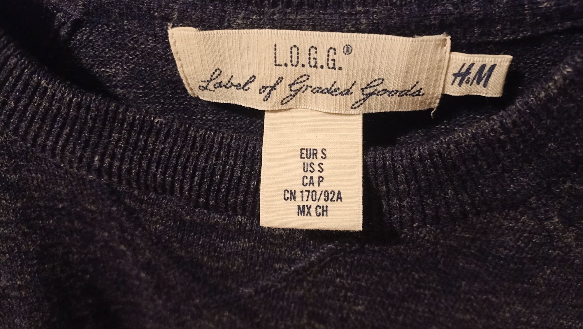 Rozm. S H&M sweter męski szaro granatowy