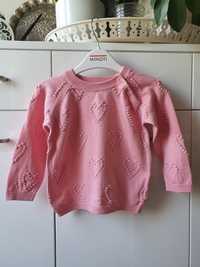 Piękny różowy sweterek sweter 80 serca serduszka