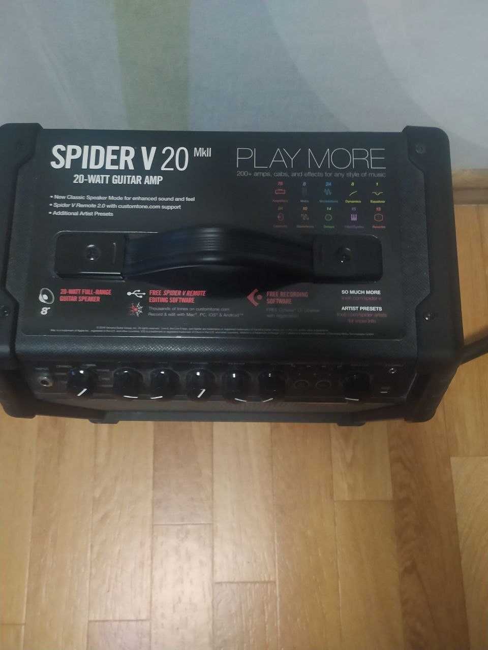 Электрогитара stratocaster, комбик spider v20 mk2, тюнер, подставка