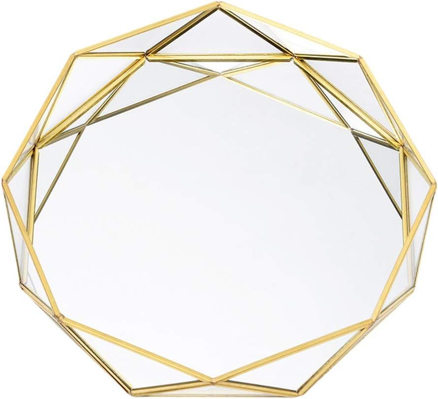 Home Decor Lustro Szkatułka Szkło Złoty Taca Na Biżuterię Dekoracyjna