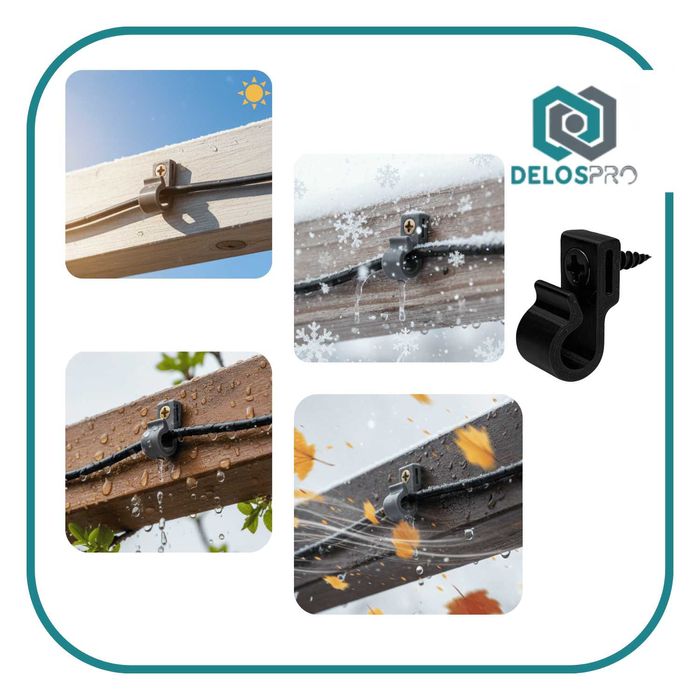 Haczyki wkręcane uniwersalne do lampek świątecznych, czarne 60 szt.