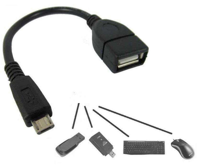 Cabo otg usb para ligar disp. externos: liga tudo ao android