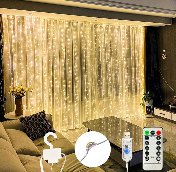 Гірлянда штора роса 3х2 3х3 usb пульт