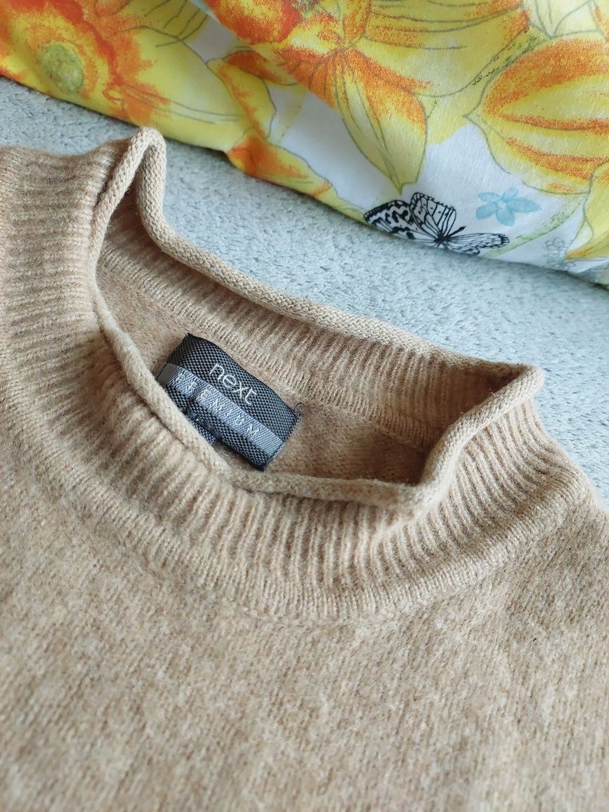 Sweter wełniany beżowy, merino L 40