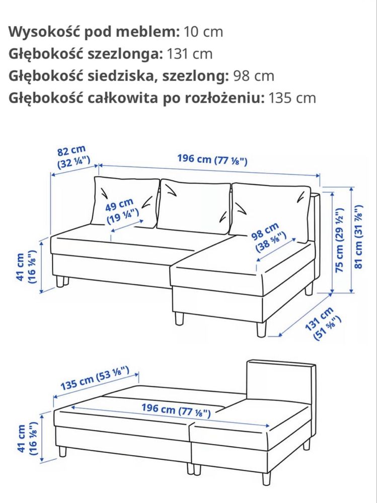 Narożnik z funkcją spania Ikea