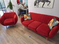Czerwona Sofa 3 osobowa i fotel DESTINY firmy SLF24