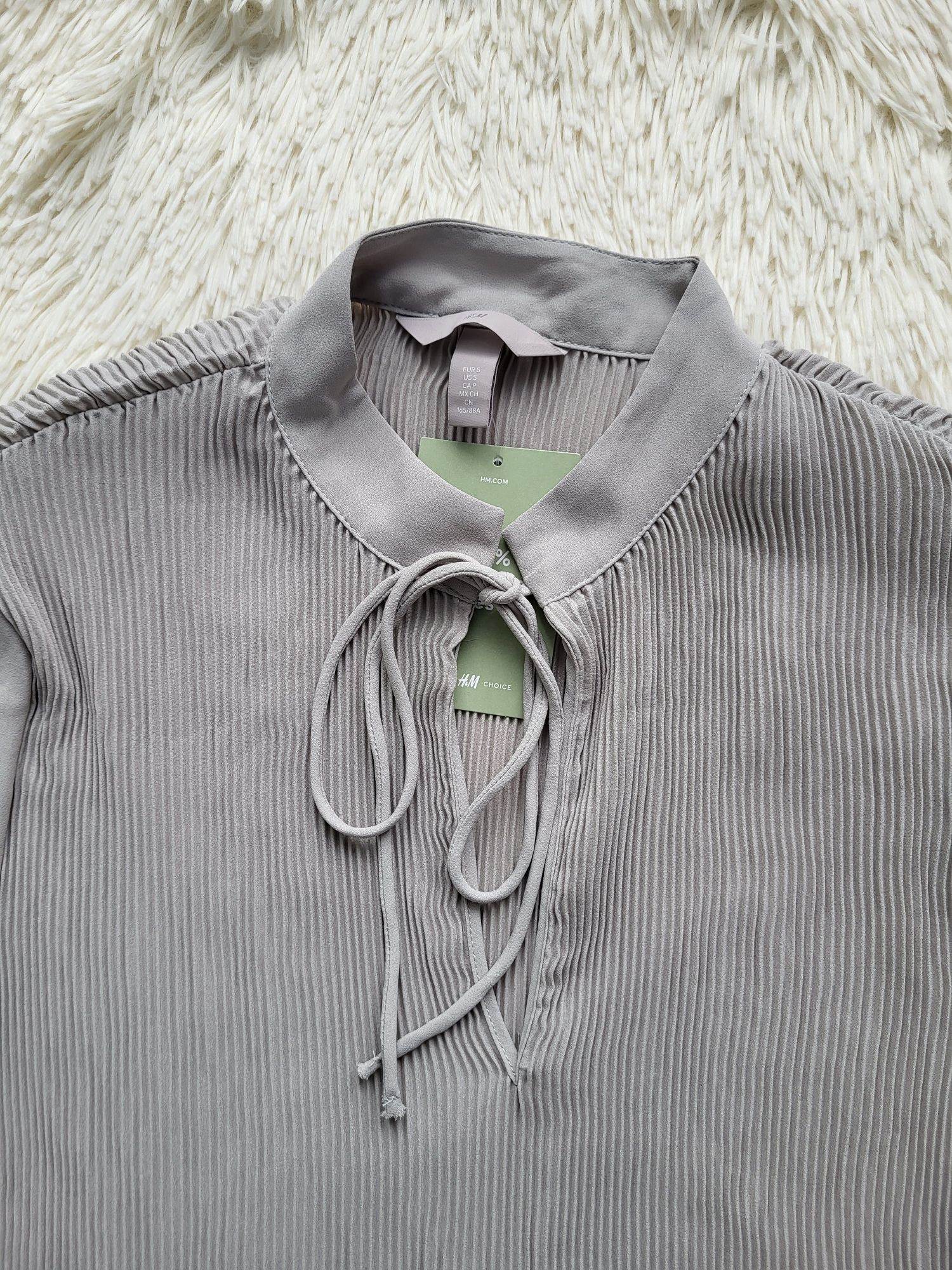 Блуза H&M подовжена плісе S-М сіра пудрова